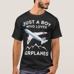 Nur ein Junge, der Flugzeuge liebt Klein Schwarz T-Shirt