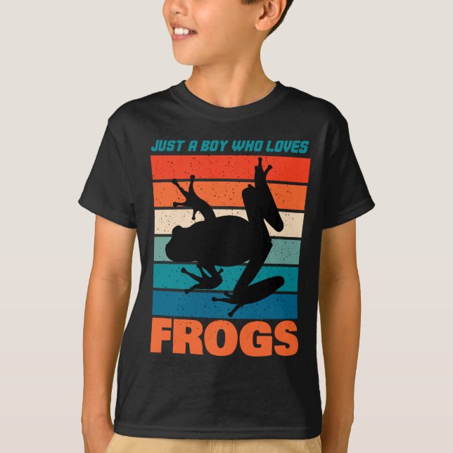 Nur ein Junge, der Frösche Liebe - Retro-Tier T-Shirt (Vorderseite)