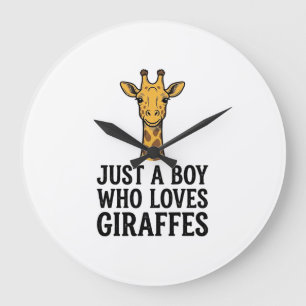 Nur ein Junge, der Giraffen liebt, süßes Giraffen- Große Wanduhr