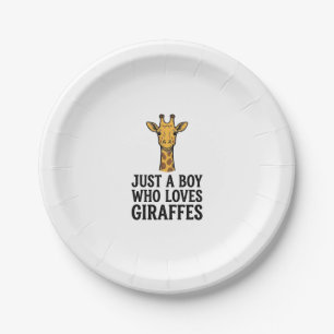 Nur ein Junge, der Giraffen liebt, süßes Giraffen- Pappteller