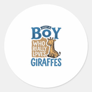 Nur ein Junge, der Giraffen liebt, Vintage-Shirt-D Runder Aufkleber