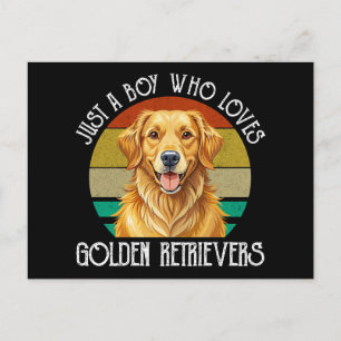 Nur ein Junge, der Golden Retriever liebt Postkarte