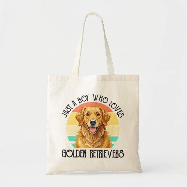 Nur ein Junge, der Golden Retriever liebt Tragetasche (Vorne)