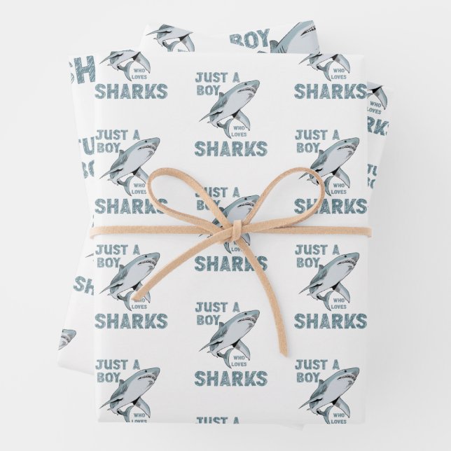 Nur ein Junge, der Hai-Haifisch Lover Liebe Geschenkpapier Set (Beispiel)