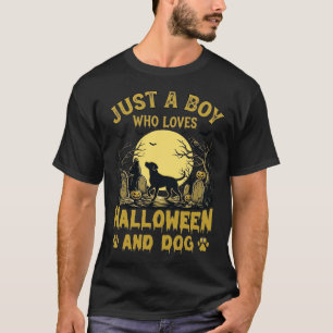 Nur ein Junge, der Halloween-Hund Vollmond liebt T-Shirt