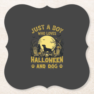 Nur ein Junge, der Halloween-Hund Vollmond liebt Untersetzer