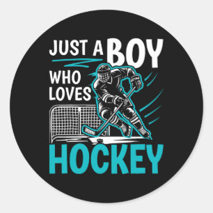 Nur ein Junge, der Hockeyspieler Jugendliche Junge Runder Aufkleber