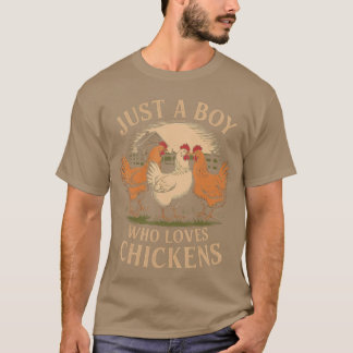 Nur ein Junge, der Hühner liebt Farm Leben Vintage T-Shirt