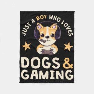 Nur ein Junge, der Hunde und Gaming liebt, süßer G Fleecedecke