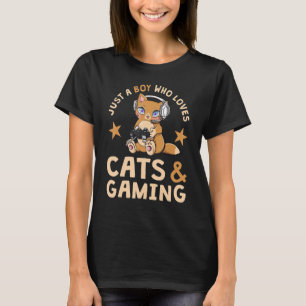 Nur ein Junge, der Katzen Liebe und Niedlich Gamer T-Shirt