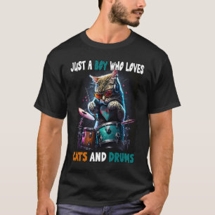 Nur ein Junge, der Katzen und Trommeln liebt Süße T-Shirt