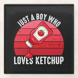 Nur ein Junge, der Ketchup Lieben Glasuntersetzer
