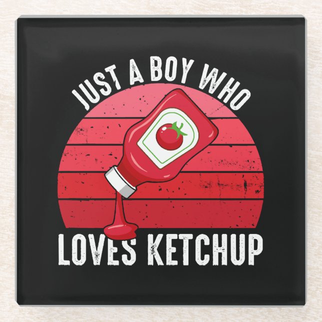 Nur ein Junge, der Ketchup Lieben Glasuntersetzer (Vorderseite)