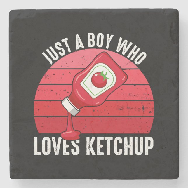 Nur ein Junge, der Ketchup Lieben Steinuntersetzer (Vorderseite)