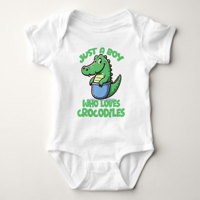 Nur ein Junge, der Krokodile liebt Baby Strampler (Vorderseite)