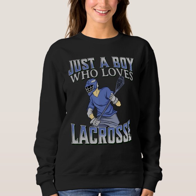Nur ein Junge, der Lacrosse Lieben hat, kids Ameri Sweatshirt (Vorderseite)