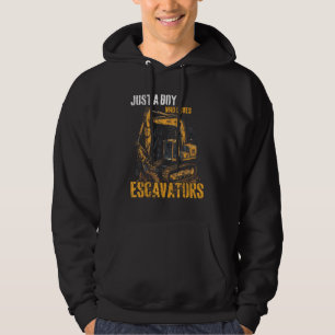 Nur ein Junge, der Lieben Bagger baut Kinder Hoodie