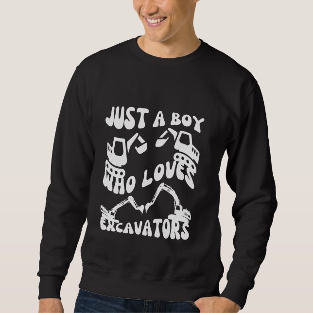 Nur ein Junge, der Lieben Bagger baut Kinder Sweatshirt (Vorderseite)