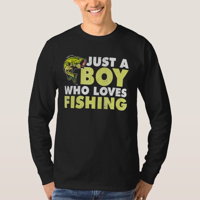 Nur ein Junge, der Lieben hat zu fischen T-Shirt (Vorderseite)