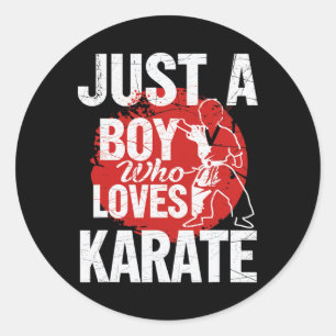 Nur ein Junge, der Lieben Karate Martial Arts Kid Runder Aufkleber
