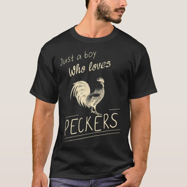 Nur ein Junge, der Lieben Pechers Funny Chicken Fa T-Shirt (Vorderseite)