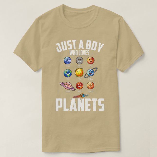 Nur ein Junge, der Lieben Planets Space Sun Planet T-Shirt (Design vorne)