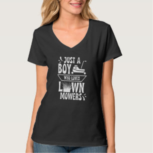 Nur ein Junge, der Lieben Rasenmäher Rasenmähen mä T-Shirt
