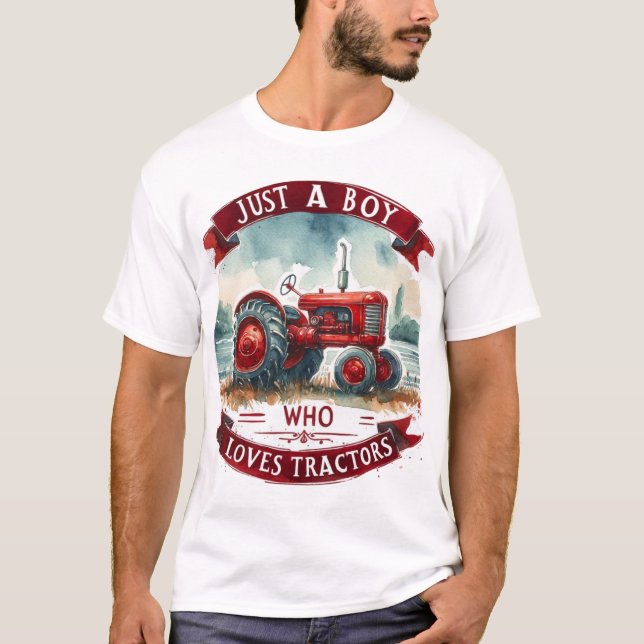 Nur ein Junge, der Lieben Tractors T - Shirt, Gebu T-Shirt (Vorderseite)