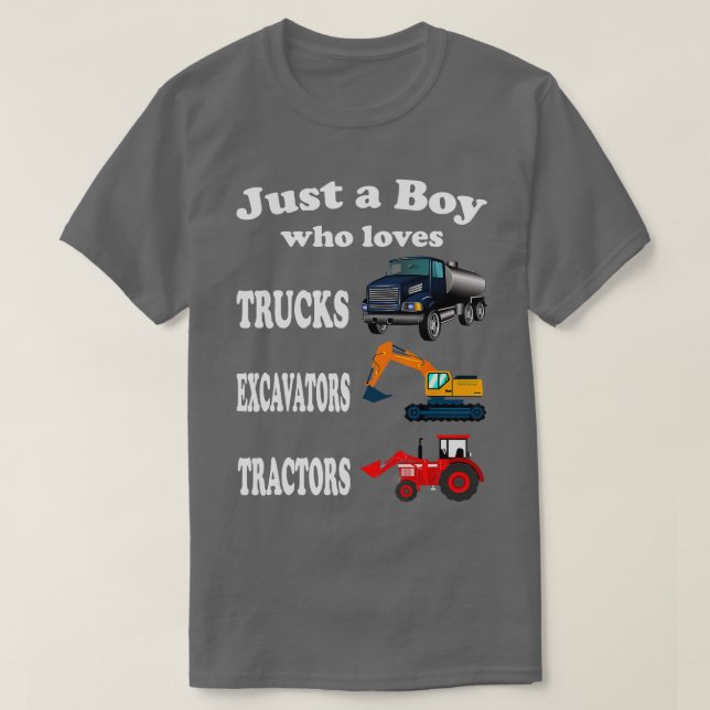 Nur ein Junge, der LKW-Bagger Liebe Tractors Ki T-Shirt (Design vorne)