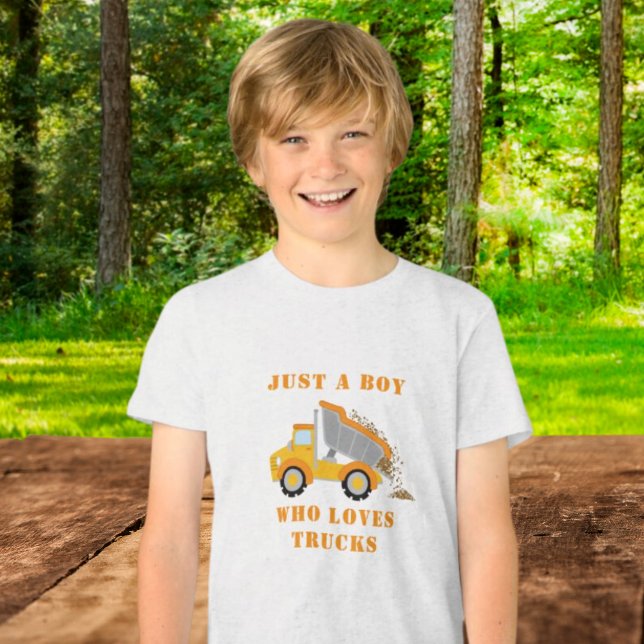 Nur ein Junge, der LKW-Lieben Dump Truck Fan Tri-Blend Shirt (Just A Boy Who Loves Trucks Dump Truck Fan Tri-Blend Shirt)