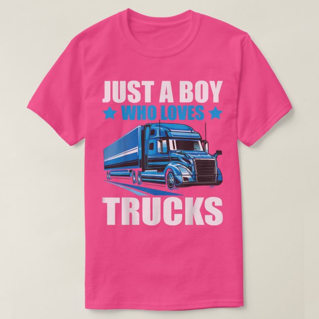 Nur ein Junge, der LKWs Semi Trucks Liebe Lover Ki T-Shirt (Design vorne)