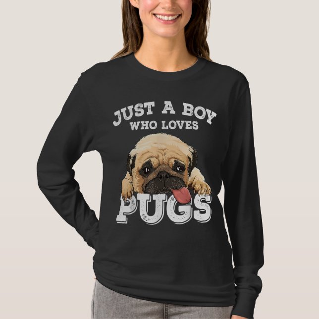 Nur ein Junge, der Möpsen Lieben Funny Mops Lover  T-Shirt (Vorderseite)