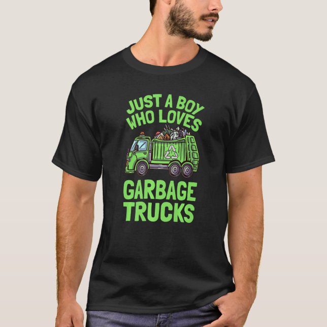 Nur ein Junge, der Mülltransporter Liebe. Müllwage T-Shirt (Vorderseite)