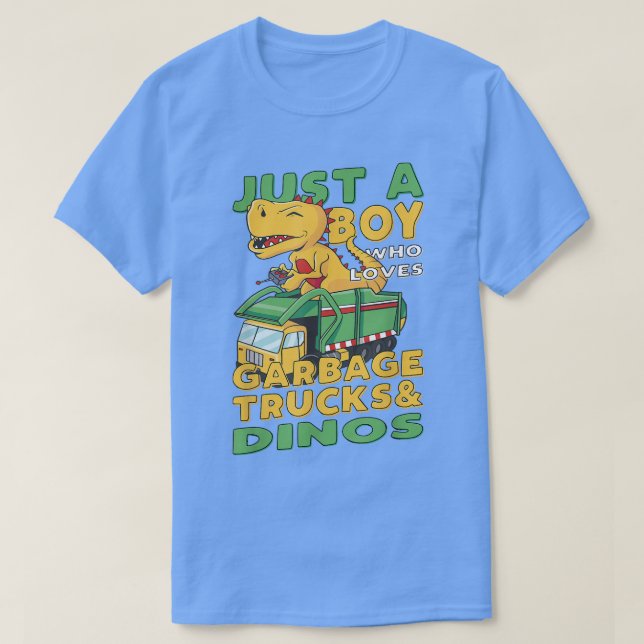 Nur ein Junge, der Mülltransporter und Dinos Liebe T-Shirt (Design vorne)