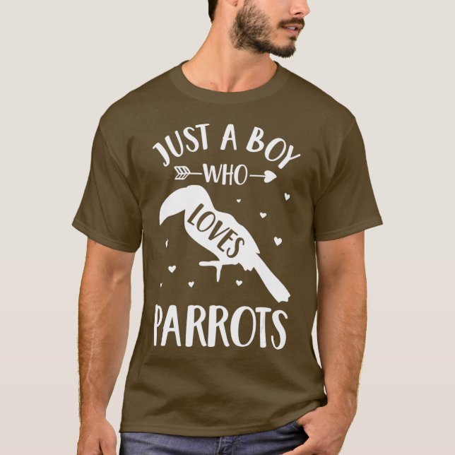Nur ein Junge, der Papageien für Parrot Lover Lieb T-Shirt (Vorderseite)