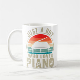 Nur ein Junge, der Piano Recto Pianist liebt Kaffeetasse