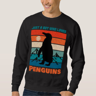 Nur ein Junge, der Pinguine Liebe - Retro-Tier Sweatshirt