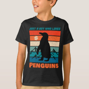 Nur ein Junge, der Pinguine Liebe - Retro-Tier T-Shirt