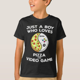 Nur ein Junge, der Pizza und Videospiel Liebe Funn T-Shirt