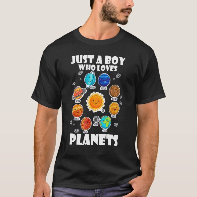 Nur ein Junge, der Planeten und Solaranlagen Liebe T-Shirt (Vorderseite)