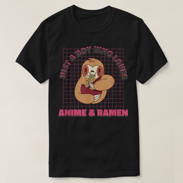 Nur ein Junge, der Ramen Anime Sloth Kawaii Japa L T-Shirt (Design vorne)