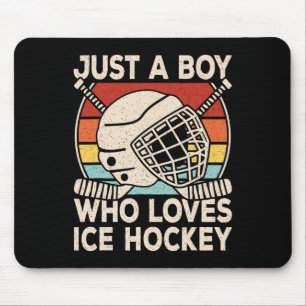 Nur ein Junge, der Retro-Eishockey liebt Eishockey Mousepad