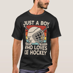 Nur ein Junge, der Retro-Eishockey liebt Eishockey T-Shirt