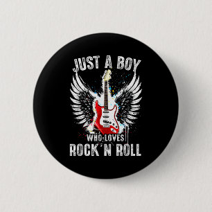 Nur ein Junge, der Rock And Roll Rock Band Gitarre Button