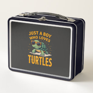 Nur ein Junge, der Schildkröten liebt Kinder Junge Metall Brotdose