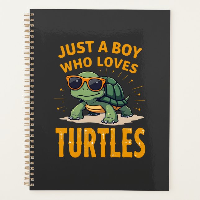 Nur ein Junge, der Schildkröten liebt Kinder Junge Planer (Vorderseite)