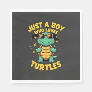 Nur ein Junge, der Schildkröten liebt Kinder Junge Serviette