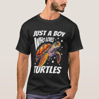Nur ein Junge, der Schildkröten liebt Kinder Junge T-Shirt