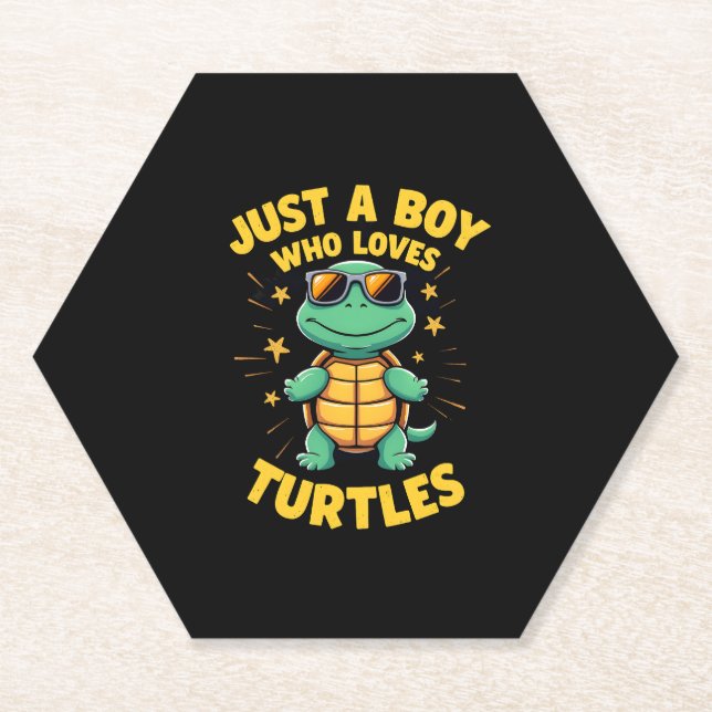 Nur ein Junge, der Schildkröten liebt Kinder Junge Untersetzer (Vorderseite)