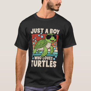 Nur ein Junge, der Schildkröten liebt Retro Meeres T-Shirt